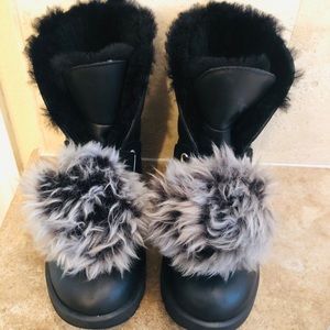 UGG Leather, Waterproof Boots, w/removable Pom Pom
